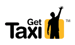 guy raising his hand in get taxi company logo